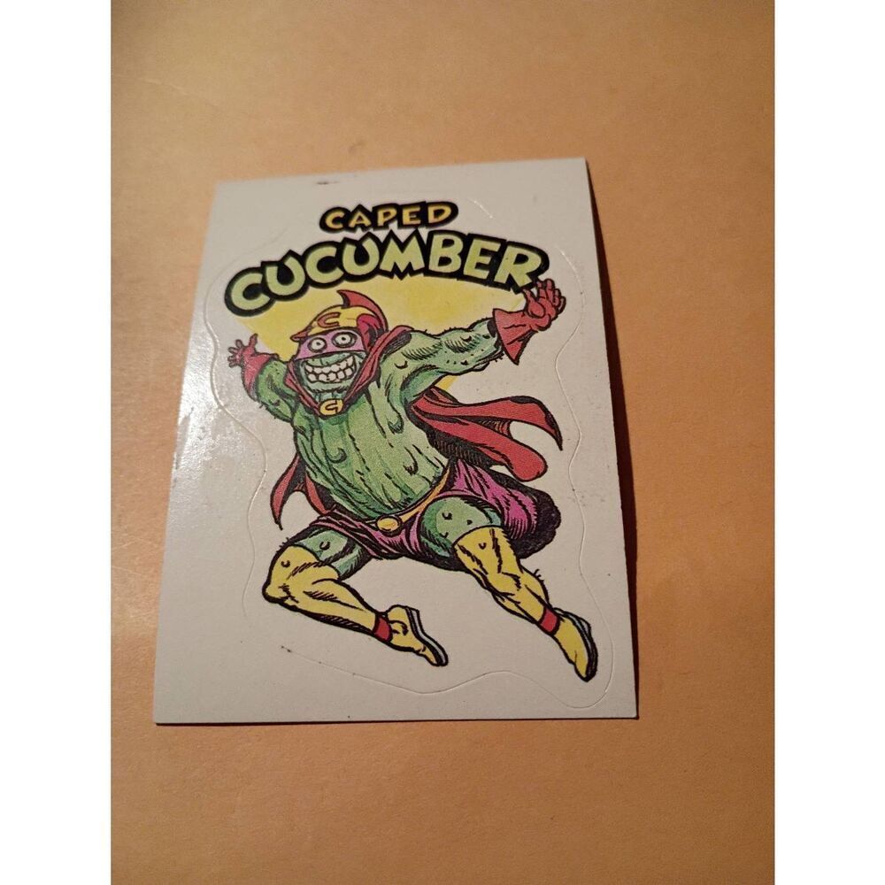 1983 General Mills Zero Heros Trading Card Sticker Card Vintage 36 Caped Cucumbe